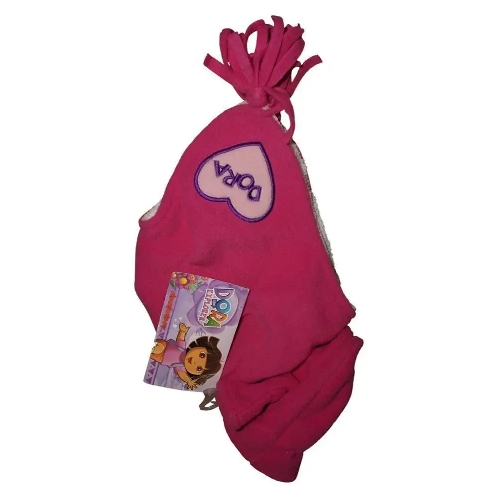 Vintage Deadstock Dora the Explorer Fleece Winter Hat Pink Sherpa Lined Kids NWT - Picture 5 of 9